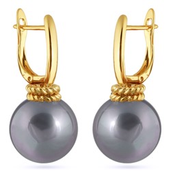 Серьги (Майорка 16мм серо-голубая; покрытие золото), Есть комплект