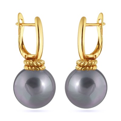 Серьги (Майорка 16мм серо-голубая; покрытие золото), Есть комплект