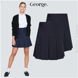 Navy Senior Box Pleat Girls School Skirts 2 Pack