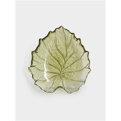Блюдо, 16х14 см, стекло, зеленое, Лист, Autumn forest