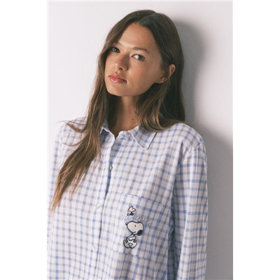 Pijama camisero algodón Snoopy azul