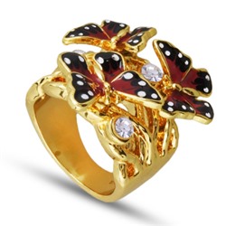 Кольцо (эмаль красная, черная; покрытие золото)