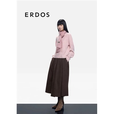 Женская  плиссированная натуральная твидовая юбка