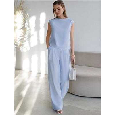 Брюки палаццо с защипами из плотного лиоцелла