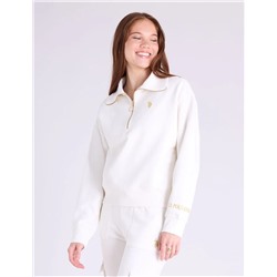 QUARTER ZIP METALLIC EMBROIDERED PULLOVER