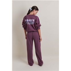 Pantalón flare felpa algodón vino