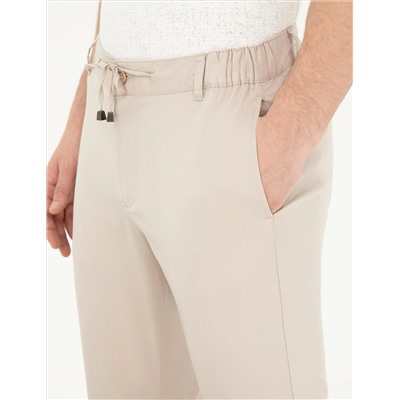 Taş Slim Fit Beli Lastikli İpli Kanvas Pantolon