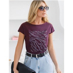 Нарядная футболка с принтом пайетками