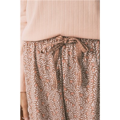 Pijama largo algodón estampado flores rosa