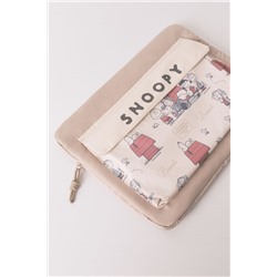 Funda ordenador nylon beige Snoopy