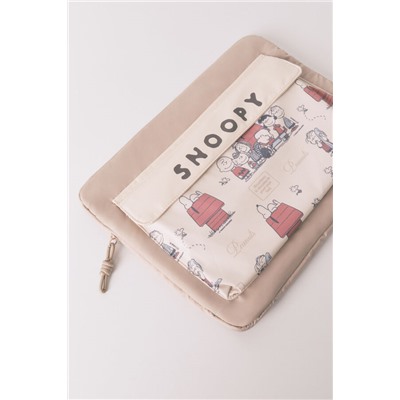 Funda ordenador nylon beige Snoopy