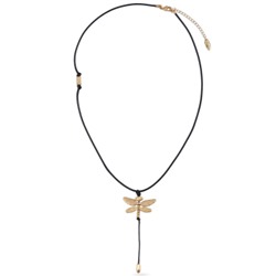 Кулон Стрекоза (текстиль черный; покрытие матовое золото 50см), Есть комплект