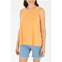 Kadın Turuncu Bisiklet Yaka Kolsuz Tişört