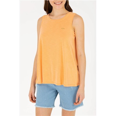 Kadın Turuncu Bisiklet Yaka Kolsuz Tişört