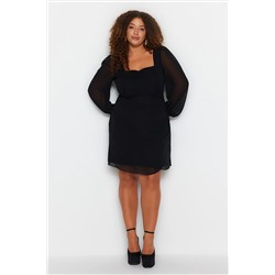 Trendyol Curve Siyah Dokuma Şifon Elbise TBBSS23AH00186