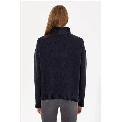 Kadın Lacivert V - Yaka Kazak