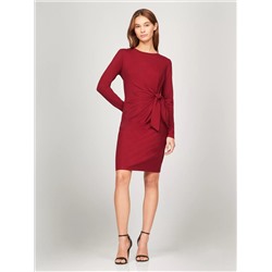 Long-Sleeve Knotted Stretch Dress