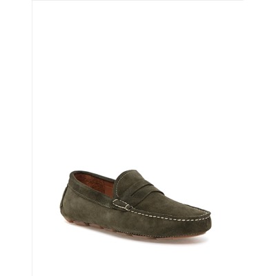 Haki %100 Deri Loafer Ayakkabı