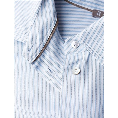 Блузка свободного силуэта в тонкую полоску из хлопка