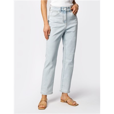 Укороченные джинсы из эластичного денима