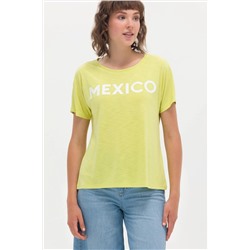 Kadın Neon Sarı Bisiklet Yaka Tişört