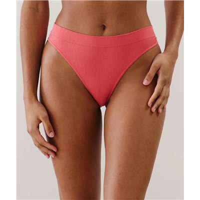 Tanga de talle alto sin costuras en rosa