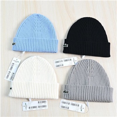 Осенне-зимняя теплая вязаная шапка ЛАКОСТ*Е