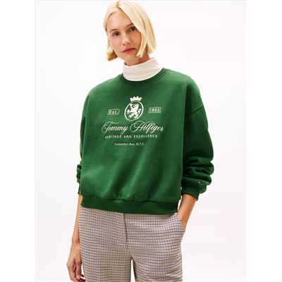 Embroidered Script Crest Logo Sweatshirt