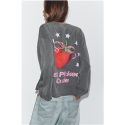 WASHED T-SHIRT WITH FRONT PRINT