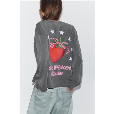 WASHED T-SHIRT WITH FRONT PRINT