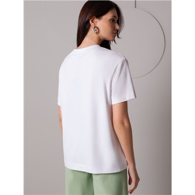 Свободная футболка с принтом из премиального хлопка с эластаном