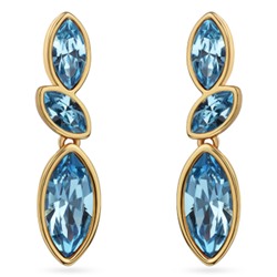 Серьги Эдем (кристаллы SW аквамарин; покрытие золото), Есть комплект