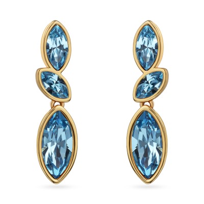 Серьги Эдем (кристаллы SW аквамарин; покрытие золото), Есть комплект