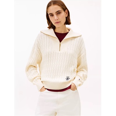 Cable Knit Quarter-Zip Sweater
