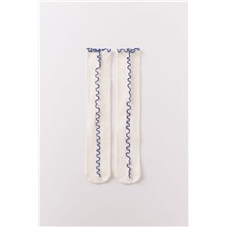 Calcetines largos blancos hilo contraste