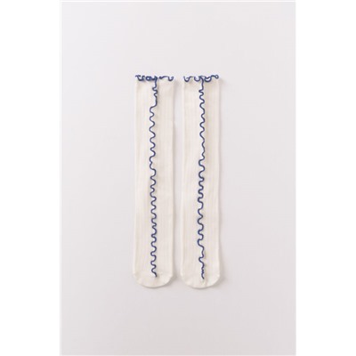 Calcetines largos blancos hilo contraste
