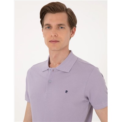 Lila Slim Fit %100 Pamuk Polo Yaka Basic Tişört