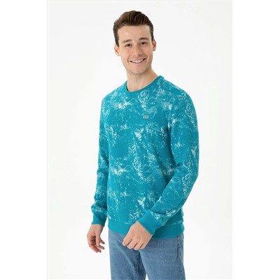 Erkek Petrol Bisiklet Yaka Sweatshirt