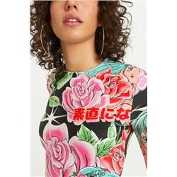 Vestido corto elástico flores