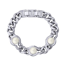 Браслет Знаки (Майорка белая 12мм; покрытие родий) 18-20см, Есть комплект