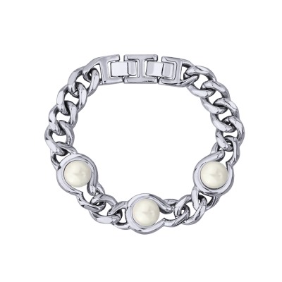 Браслет Знаки (Майорка белая 12мм; покрытие родий) 18-20см, Есть комплект