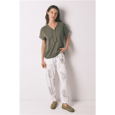 Camiseta manga corta algodón frunce verde