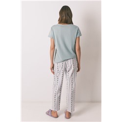 Pantalón largo carrot 100% algodón cenefas