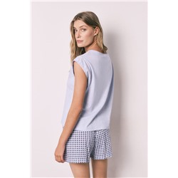 Pijama corto algodón estampado lila