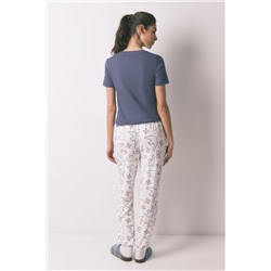 Pantalón largo blanco estampado pájaros