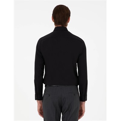 Siyah Slim Fit Uzun Kollu Gömlek