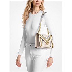 Whitney Medium Signature Logo and Metallic Shoulder Bag