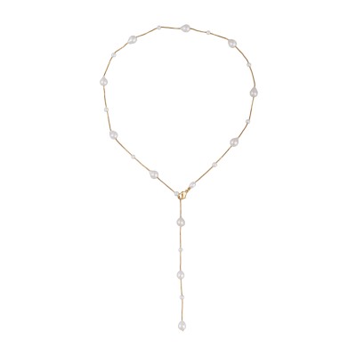 Колье Элегантность (жемчуг белый 4-10мм; покрытие золото 60см)