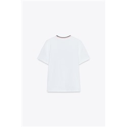 CHUNKY KNIT COLLAR SLOGAN T-SHIRT