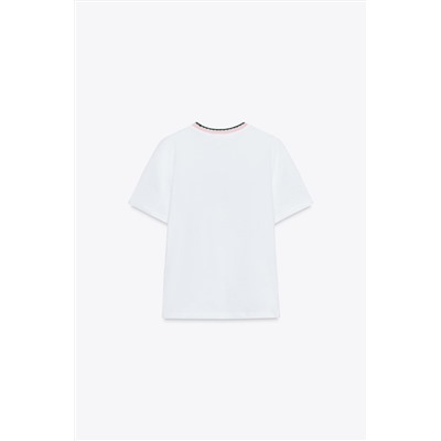 CHUNKY KNIT COLLAR SLOGAN T-SHIRT